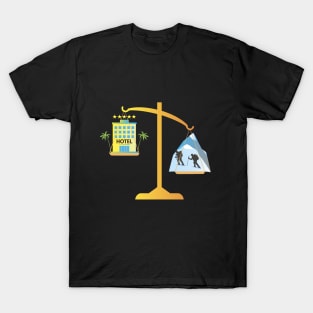 Mountain Holidays vs Beach Holidays Scales T-Shirt